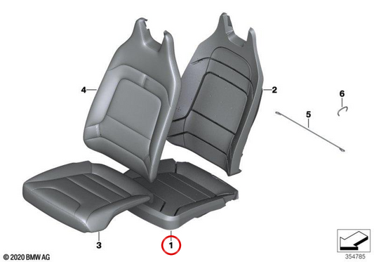 Cuscino di sedile destro OEM 52107392872 per BMW I3 (I01). BMW originale.