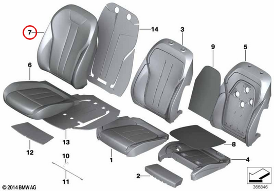 Unterstützen Sie Leder -Leder -Leder -Leder -OEM 52107411450 für BMW F15, F16. Original BMW.