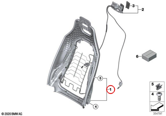 Estrutura do encosto OEM 52107411577 para BMW i3 (I01). BMW genuíno.