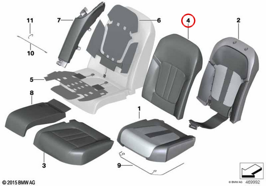 Prise en charge d'Izquierdo en cuir chauffé 52107413453 pour BMW G11, G12. BMW d'origine.