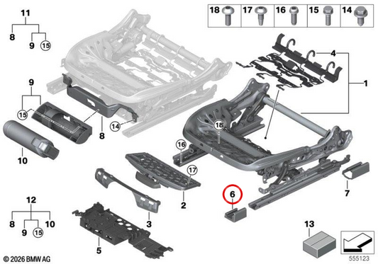 Cappello straniero Embelloe della corsia di sedile destra OEM 52107415074 per BMW G01, G08, F97, G02, F98. BMW originale.