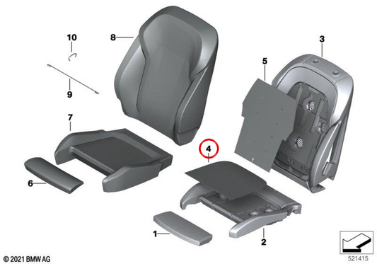 Serimentunterstützung Almohadilla 52107430097 für BMW G22, G23, G26, G01, G02. Original BMW.