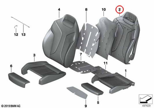 Espuma de apoio de braço com ventilação direita OEM 52107444786 para BMW G14, G15. BMW genuíno.