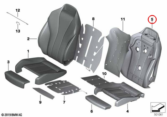 Comfort in piatti di schiuma con ventilazione sinistra OEM 52107444787 per BMW G16. BMW originale.