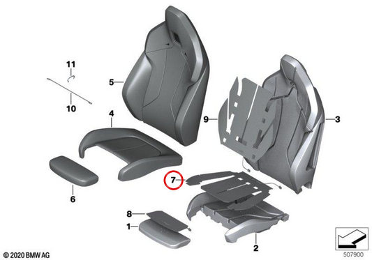 Chauffage du siège (base) OEM 52107451414 pour BMW F40, F39. BMW d'origine.