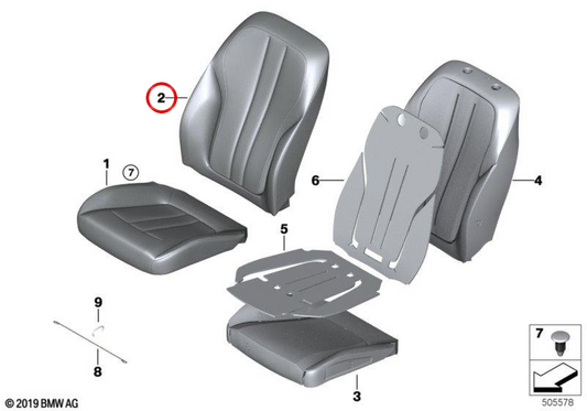 Genuine BMW Left Seat Backrest Cover (BYAT Anthracite Fabric) G30 G31 G32