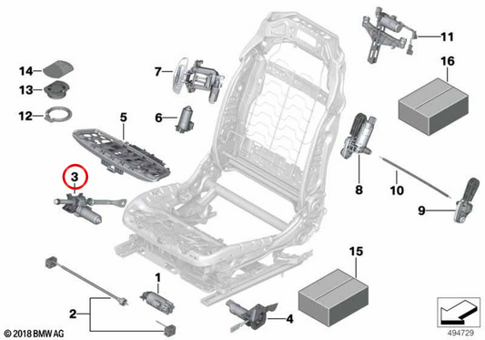 Altezza di regolazione del motore OEM 52107454053 per BMW F90, G30, G31, G38, G32, G11, G12, G05, G18, F95, G06, F96, G07, G09. BMW originale.