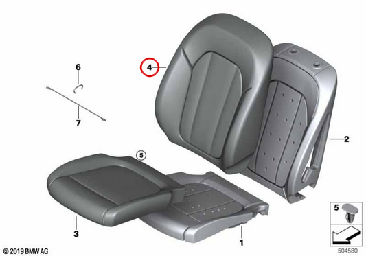 OEM 52107472437 Coperchio posteriore in pelle sinistra per BMW G01, G02. BMW originale.