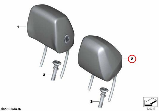 Kopfstütze aus cognacfarbenem Leder OEM 52107479825 für BMW 4er F33 LCI (05/2016-07/2020). Original BMW.
