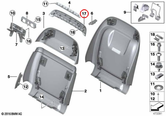 Decorative molding with OEM lighting 52107498315 for BMW G11, G12. Original BMW.