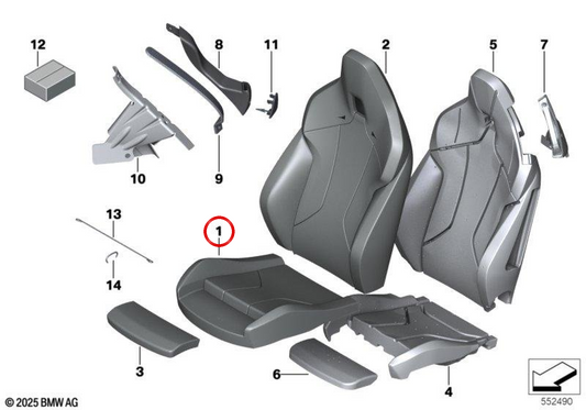 Ledertasche für Sportsitz OEM 5210749917 für BMW G29. Original BMW.