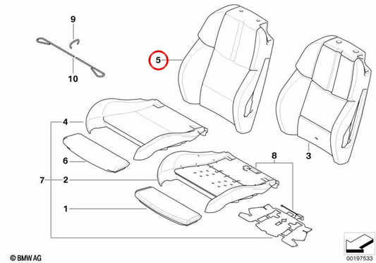 Rechte Leder -Backup -Abdeckung OEM 52107843404 für BMW E92. Original BMW.