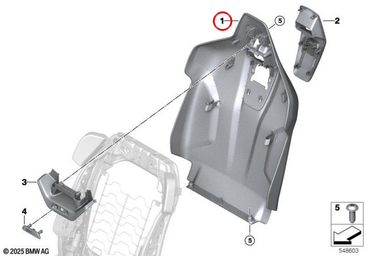 Pared trasera respaldo OEM 52107872913 para BMW Serie 5 G90 M5, G99 M5 Touring (11/2022 - 03/2025). Original BMW.