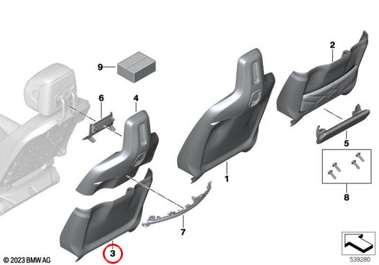 Niedrigerer Stützkomfort Sitz OEM 52107886218 für BMW G70. Original BMW.
