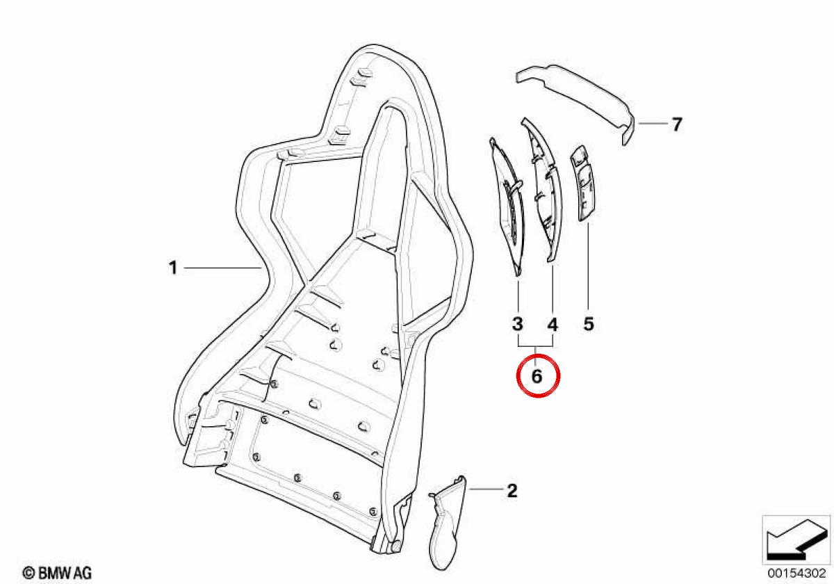 Guía de cinturón derecha para BMW E85, E86 (OEM 52107898482). Original BMW