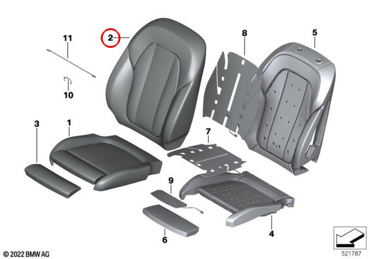 Coperchio di supporto in pelle sintetica OEM 52107910505 per BMW G20, G28, G08. BMW originale.