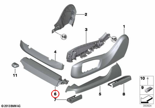 Cubierta embellecedora del carril superior delantero derecho OEM 52107941524 para BMW G05, G06, G07. Original BMW.