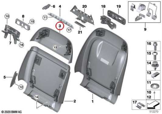 Überlegener Backing -Komfort in Leder OEM 52107944129 für BMW G05, G06, G07. Original BMW.