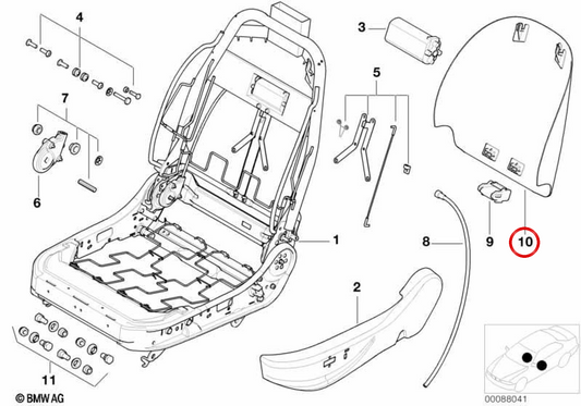 OEM 52108025876 SEAT SEAT SEHADUP SEHADUP pour BMW E52. BMW d'origine.