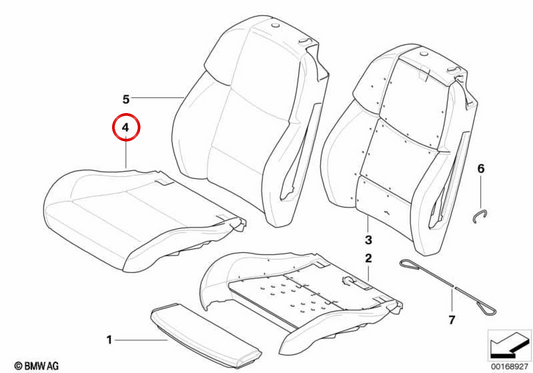 Capa de assento de couro esquerda OEM 52108038623 para BMW E93. BMW genuíno.