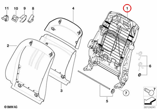 Structure du siège Support OEM 52108043868 pour BMW E60, E61. BMW d'origine.