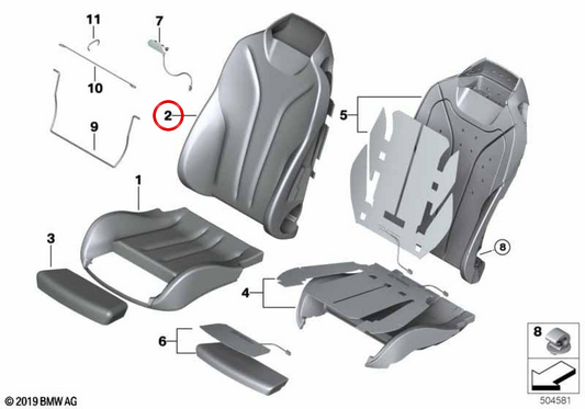 Supportare il sedile sinistro di supporto OEM 52108058351 per BMW F83. BMW originale.
