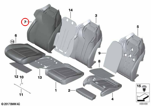 Supporto giusto in cuoio riscaldato OEM 52108071272 per BMW F90. BMW originale.