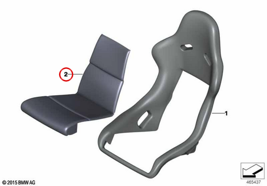 Almofada de assento OEM 52108072475 para BMW F82, F83. BMW genuíno.