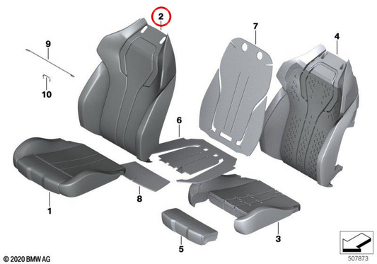 OEM 52108095935 left leather support for BMW F95, F96. Original BMW.