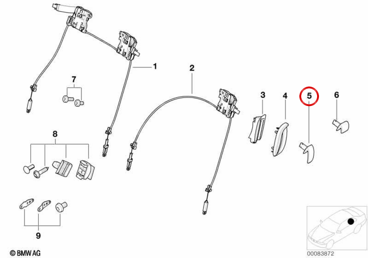 Right outer handle 52108099118 for BMW E46. Original BMW.
