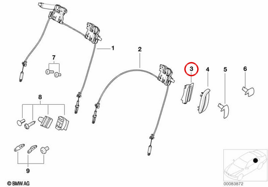 Rechte Struktur des Sitzes 52108099130 für BMW E46, E63, E64. Original BMW.