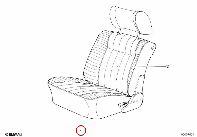 Front seat cover in Anthrazit fabric OEM 52108112437 for BMW E30 318is. Genuine BMW.
