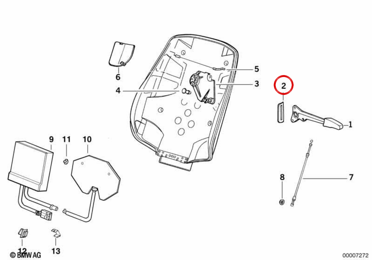 Coperchio di sicurezza destro OEM 52108122156 per BMW E36. BMW originale.
