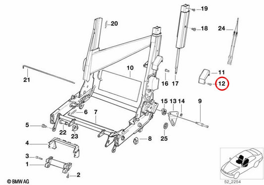 M5 x 12 Screw OEM 52108128541 for BMW 8 Series E31 840i, 840Ci, 850Ci, 850CSi. Original BMW
