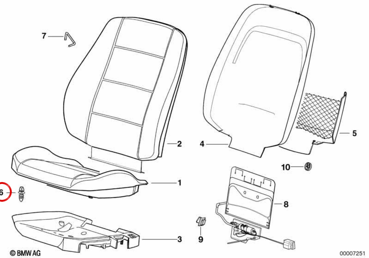 Imposta clip OEM 52108130678 per BMW E36. BMW originale.