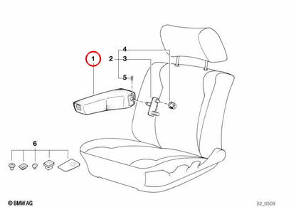 Right fabric support OEM 52108145376 for BMW E34, E32. Original BMW.