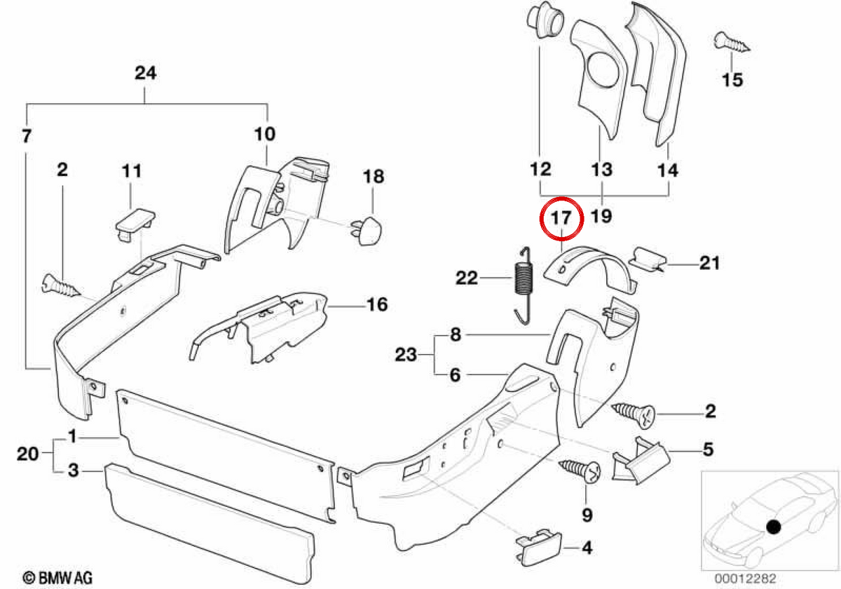 Cubierta izquierda OEM 52108152479 para BMW E31. Original BMW.