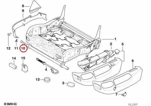 Tornillo de fijación OEM 52108218773 para BMW E38. Original BMW.