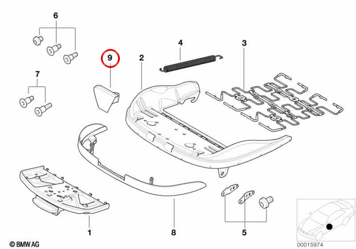L'interno incoraggia OEM 52108226411 per BMW E46 ed E53. BMW originale.