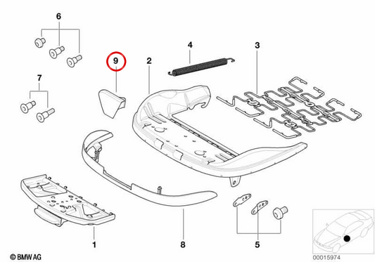 Embellecedor interior izquierdo OEM 52108226411 para BMW E46 y E53. Original BMW.