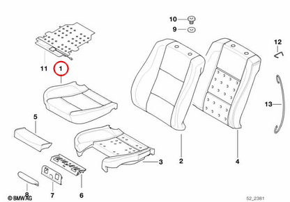 Coperchio di sicurezza in tessuto per BMW E39 (OEM 52108239318). BMW originale
