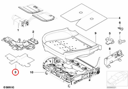 Sitzpad 52108248217 für BMW E39, E60, E61, F06, F12, F13, E38, E65, E66, E70, E71, E72. Original BMW.
