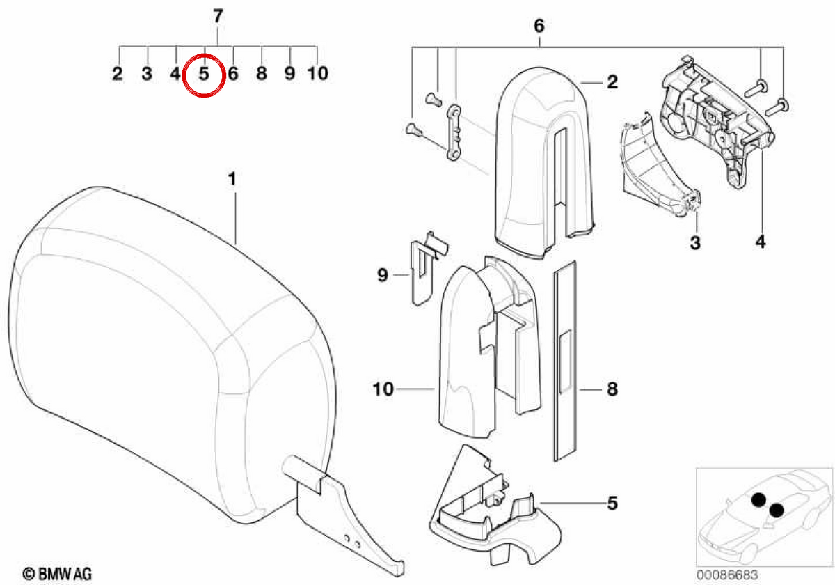 Right outer cover OEM 52108267424 for BMW E46. Original BMW.