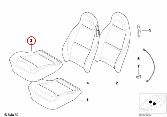 Ledersitzabdeckung OEM 52108411932 für BMW X5 G05 und BMW X6 G06. Original BMW.
