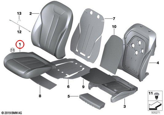 SET COURSE Comfort in heated leather OEM 52108493276 for BMW G05, G06, G07. Original BMW.