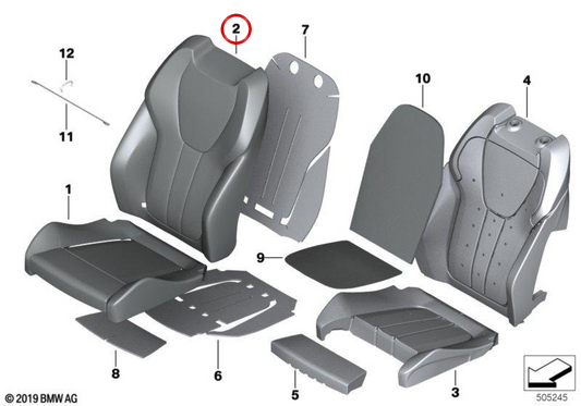 Sage de sports de déchets à laver en cuir gauche 52108493341 pour BMW G05, G06, G07. BMW d'origine.