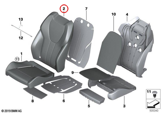 Apoio de braço direito em couro OEM 52108493346 para BMW G05, G06, G07. BMW genuíno.
