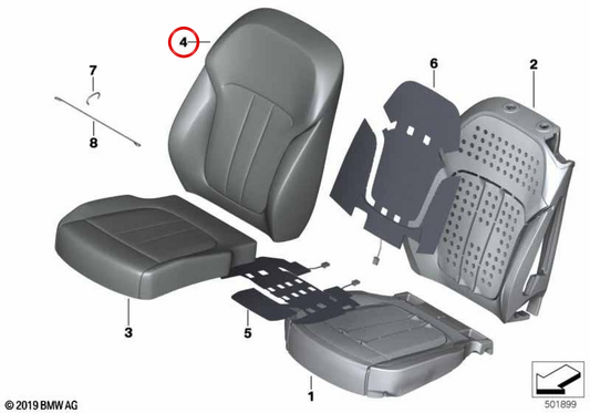 Apoio de braço direito em couro para BMW G07. BMW genuíno.