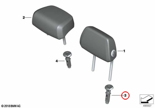 Guía de apoyacabeza trasera OEM 52108494783 para BMW X7 G07, G07 LCI... y más. Original BMW.