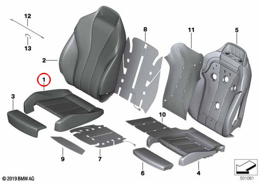 COSHIORE DI COMFORT OEM 52108499286 per BMW G14, G16. BMW originale.